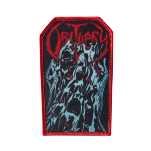 OBITUARY - Tombstone Shape [ iron on] -- Embroidered  Patch  