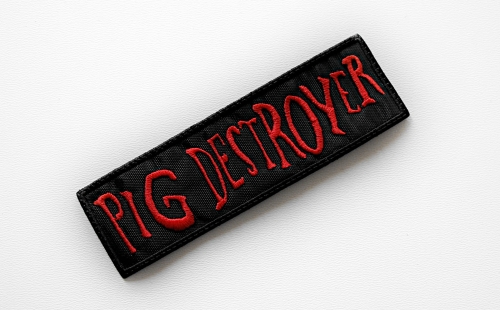PIG DESTROYER - Logo [red] -- Embroidered Patch.JPG