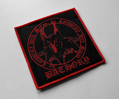 BATHORY - In Conspiracy With Satan [red] -- Woven Patch.JPG