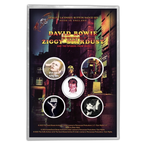 zestaw 5 szt. przypinek DAVID BOWIE - EARLY ALBUMS.jpg