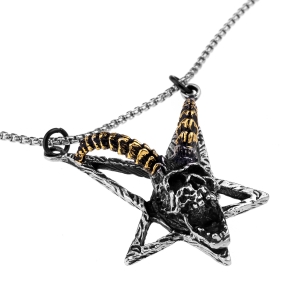 PENTAGRAM SCREAMING SKULL -- Metal Pendant