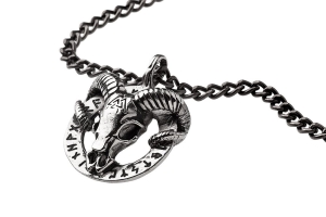 HEIDRUN GOAT WITH VALKNUT RUNE -- Metal Pendant 