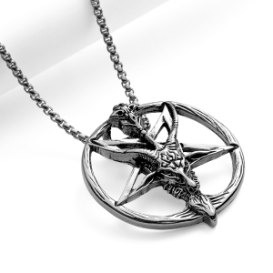 PENTAGRAM BAPHOMET SILVER -- Metal Pendant 