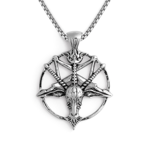 PENTAGRAM BAPHOMET SILVER #2 -- Metal Pendant
