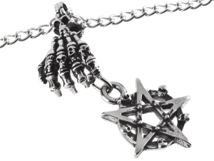 SKELETON HAND & PENTAGRAM  -- Metal Pendant 