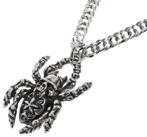 SKULL - SPIDER -- Metal Pendant 