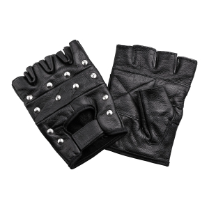 Leather Fingerless Gloves with CONE STUD