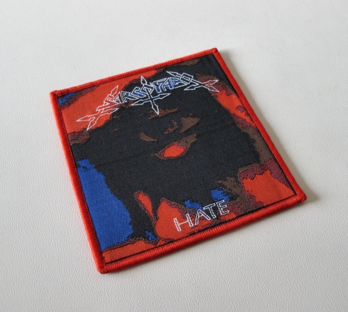 SARCOFAGO - Hate [red] -- woven patch.JPG
