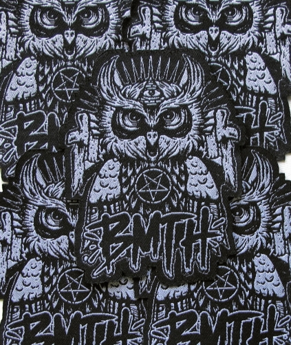 BRING ME THE HORIZON - Owl [laser cut] -- woven patch.JPG
