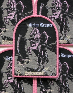 GRIM REAPER - See You in Hell [pink] -- Woven Patch 
