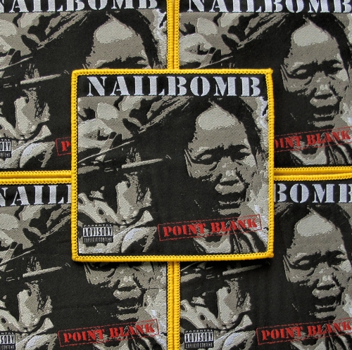 NAILBOMB - Point Blank [yellow] -- woven patch.JPG