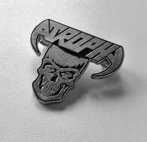 ATROPHY - Violent By Nature -- metal pin.JPG
