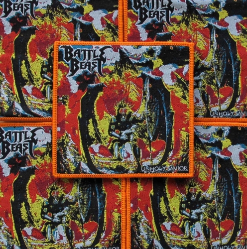 BATTLE BEAST - Unholy Savior [orange] -- woven patch.JPG