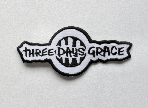 THREE DAYS GRACE (white) [iron on] -- Embroidered Patch.JPG