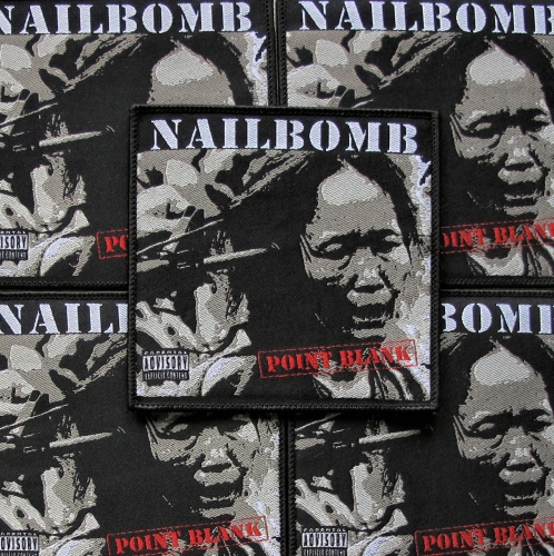 NAILBOMB - Point Blank [black] -- woven patch.JPG