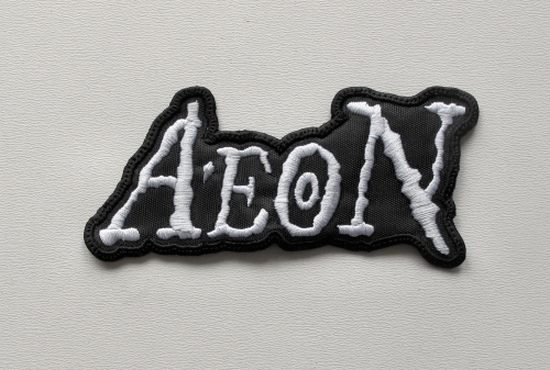 AEON - Shaped Logo [white]  --- Embroidered Patch.JPG
