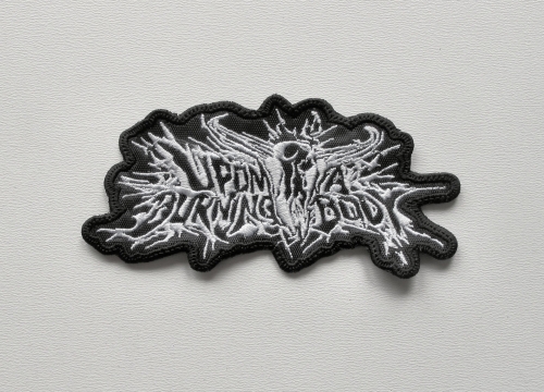 UPON A BURNING BODY - Logo Shaped [white]  --- Embroidered Patch.JPG