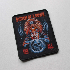SYSTEM OF A DOWN - Knows, sees, tells all [black] -- Woven Patch