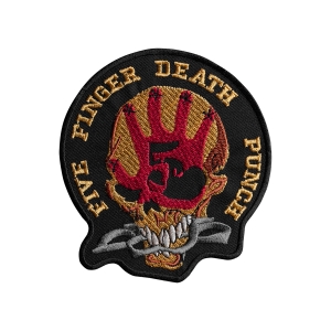 FIVE FINGER DEATH PUNCH - SKULL [gold] [iron on] -- Embroidered Patch