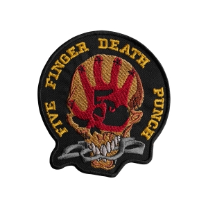 FIVE FINGER DEATH PUNCH - SKULL [yellow] [iron on] -- Embroidered Patch