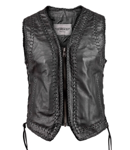 Men's leather vest, with side straps [UNIK 6]
