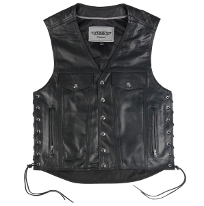 Men's leather vest, with side straps [UNIK 7]