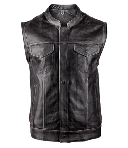 Men's leather vest, with side straps [UNIK 4]