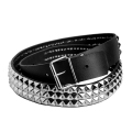 Leather Belt - 3-row studded belt (dense pyramid studs) #2.jpg