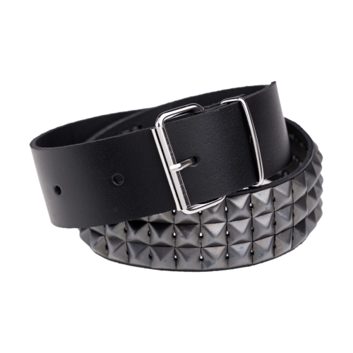 Leather Belt - 3-row studded PYRAMID belt #2.jpg