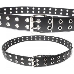 Leather Belt - Double-row grommet belt