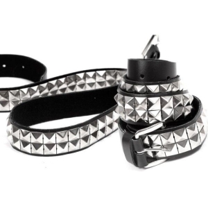 Leather Belt - Double-row pyramid stud belt #2