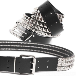Leather Belt - PYRAMID 3-row studded belt #2