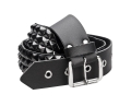 Leather Belt - PYRAMID 3-row studded belt, vegan.jpg