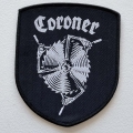 CORONER - Logo Shield [black] -- Woven Patch.JPG