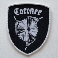 CORONER - Logo Shield [white] -- Woven Patch.JPG
